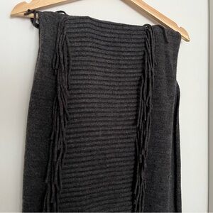 Zara drapey fringe multi-textured knit scarf, grey, 16" x 98"